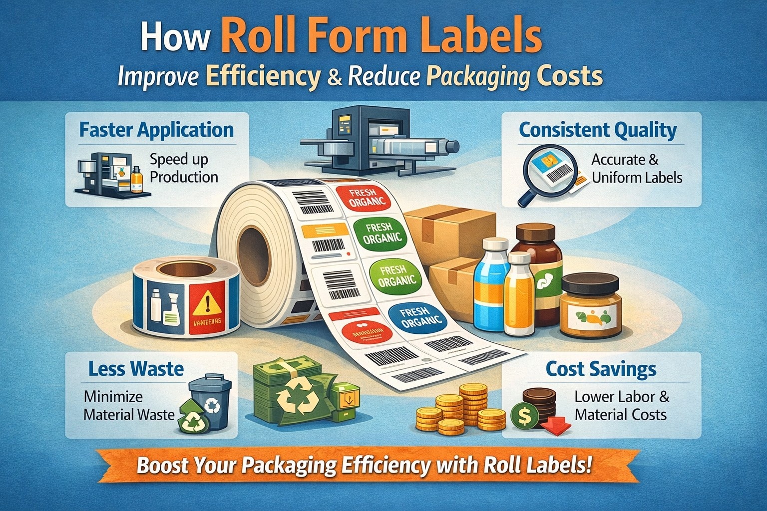 How Roll Form Labels Improve Efficiency & Reduce Packaging Costs?